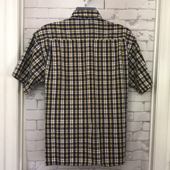 Men’s maize / blue / white plaid shirt - Picture 4 of 4